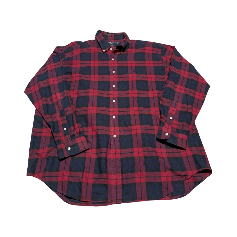 Ralph Lauren Shirt‎ Mens XL Red Blaire Plaid Button Down Cotton Long Sleeve Pony